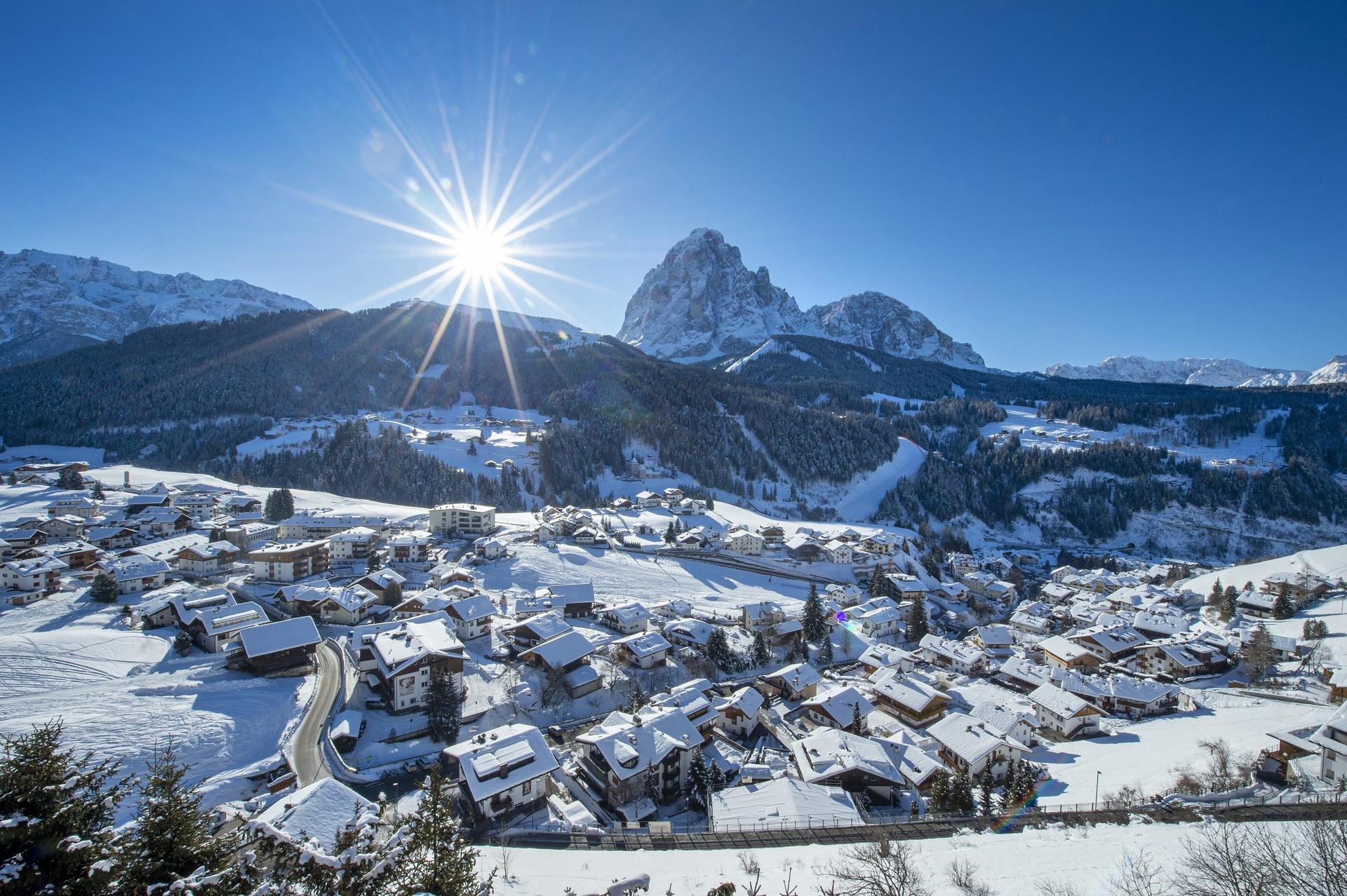 Santa Christina Val Gardena resort in the sun