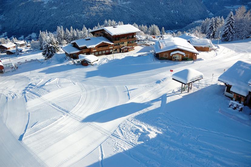 Freshly groomed pistes of Saint Gervais ski resort in france