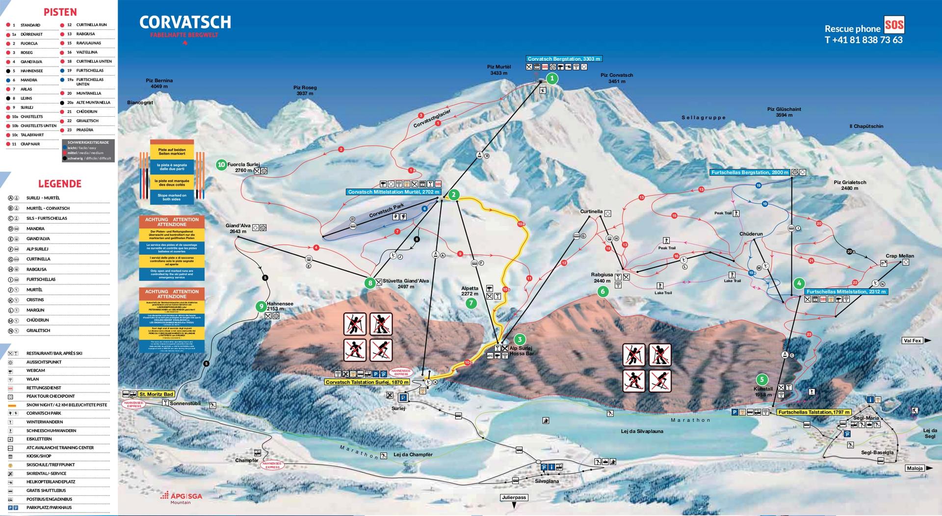 Corvatsch - St Moritz ski map