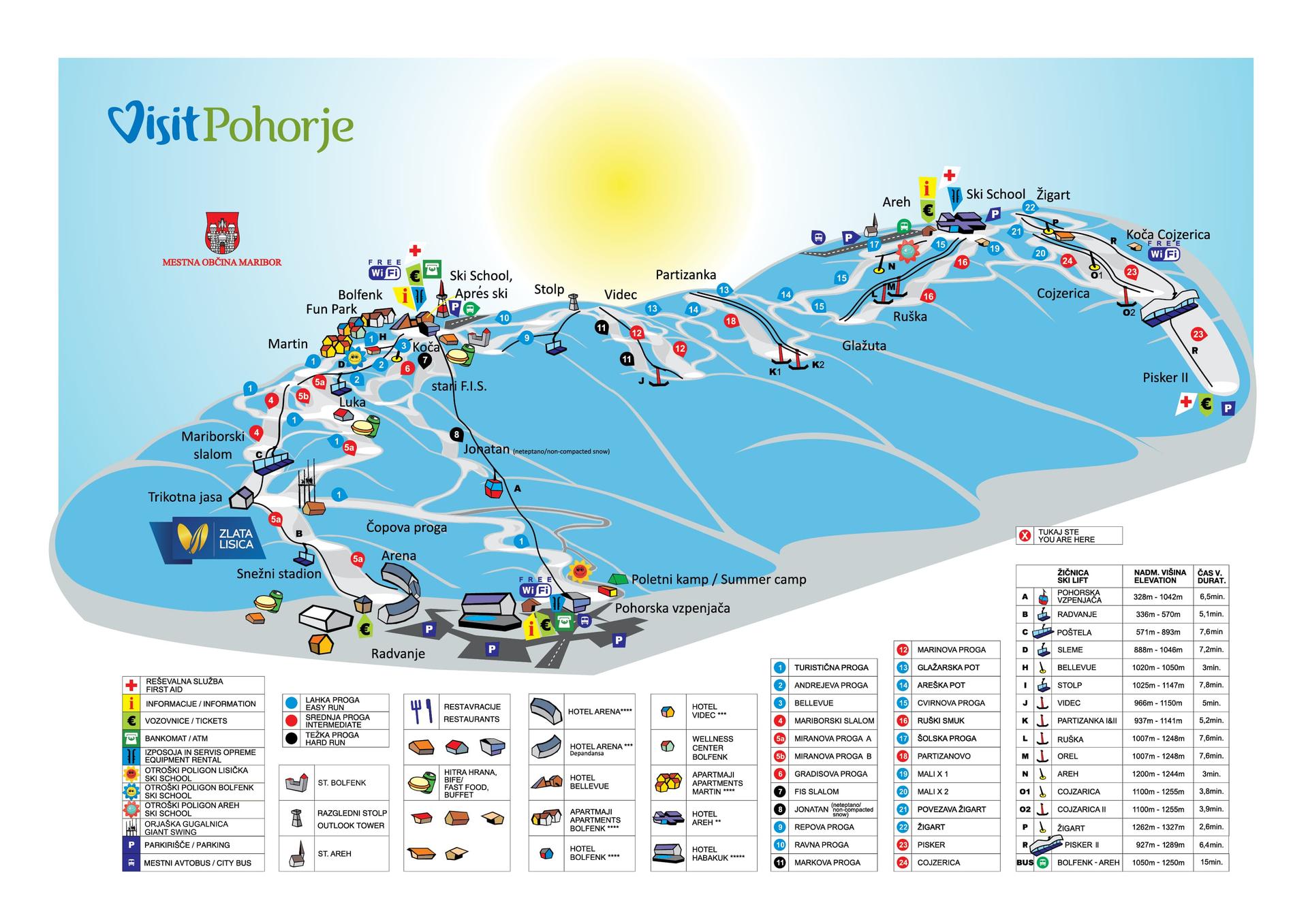 Maribor Pohorje ski map